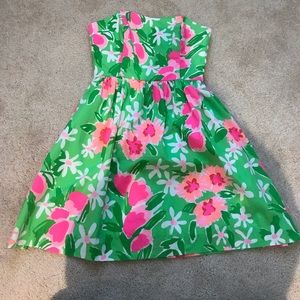 Pink and green Lilly Pulitzer strapless dress